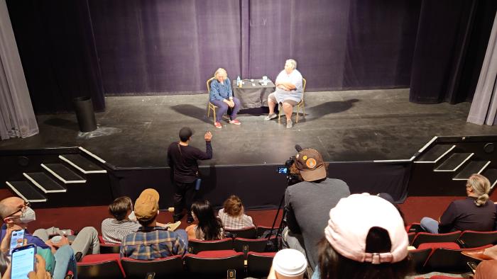 In the Los Angeles Theatre Center, Anne Bogart and writer/performance artist Luis Alfaro discuss the state of The Arts