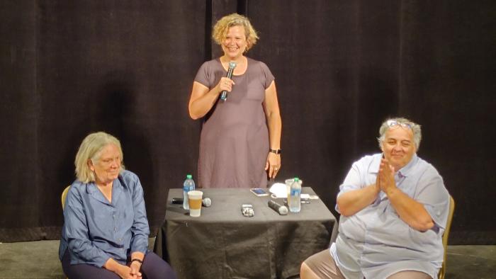 Jessica Hanna introduces Anne Bogart and Luis Alfaro at the Los Angeles Theatre Center